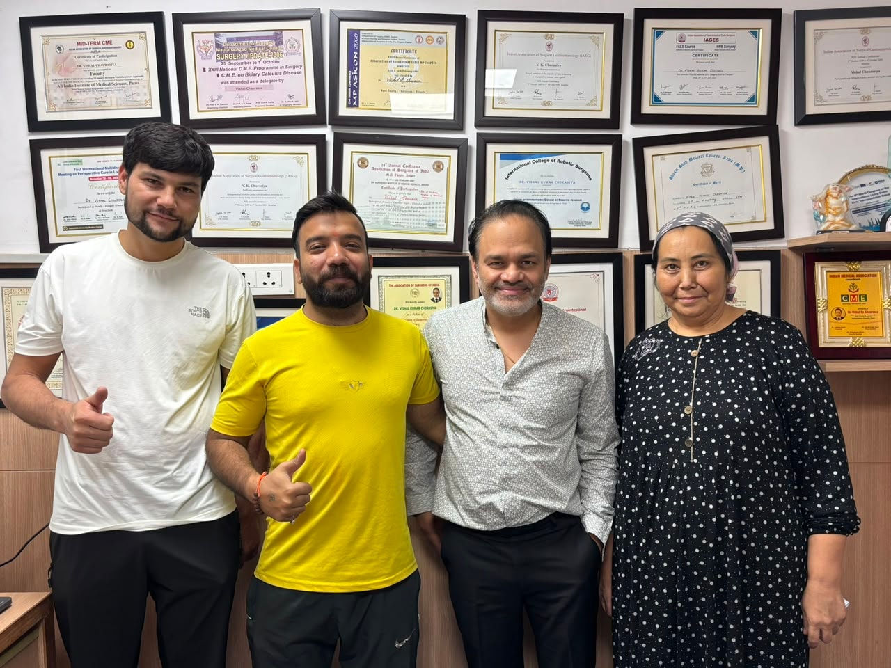 Uzbekistan liver transplant patient with Dr. Vishal Chaurasiya and family at Venkateshwar Hospital after successful living donor liver transplant